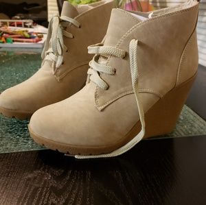 Wedge lace up booties